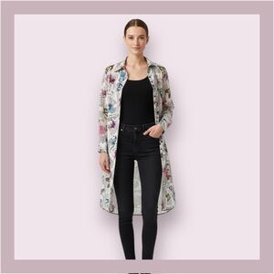 Live 4 Truth Semi-Sheer Newspaper Butterfly Print Shirt Dress